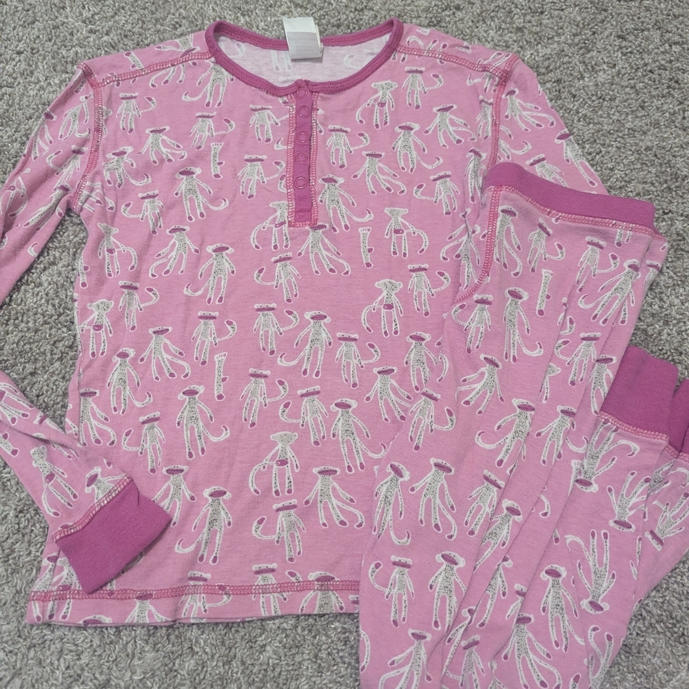 munki munki Pink Pajama Set with Monkey Print